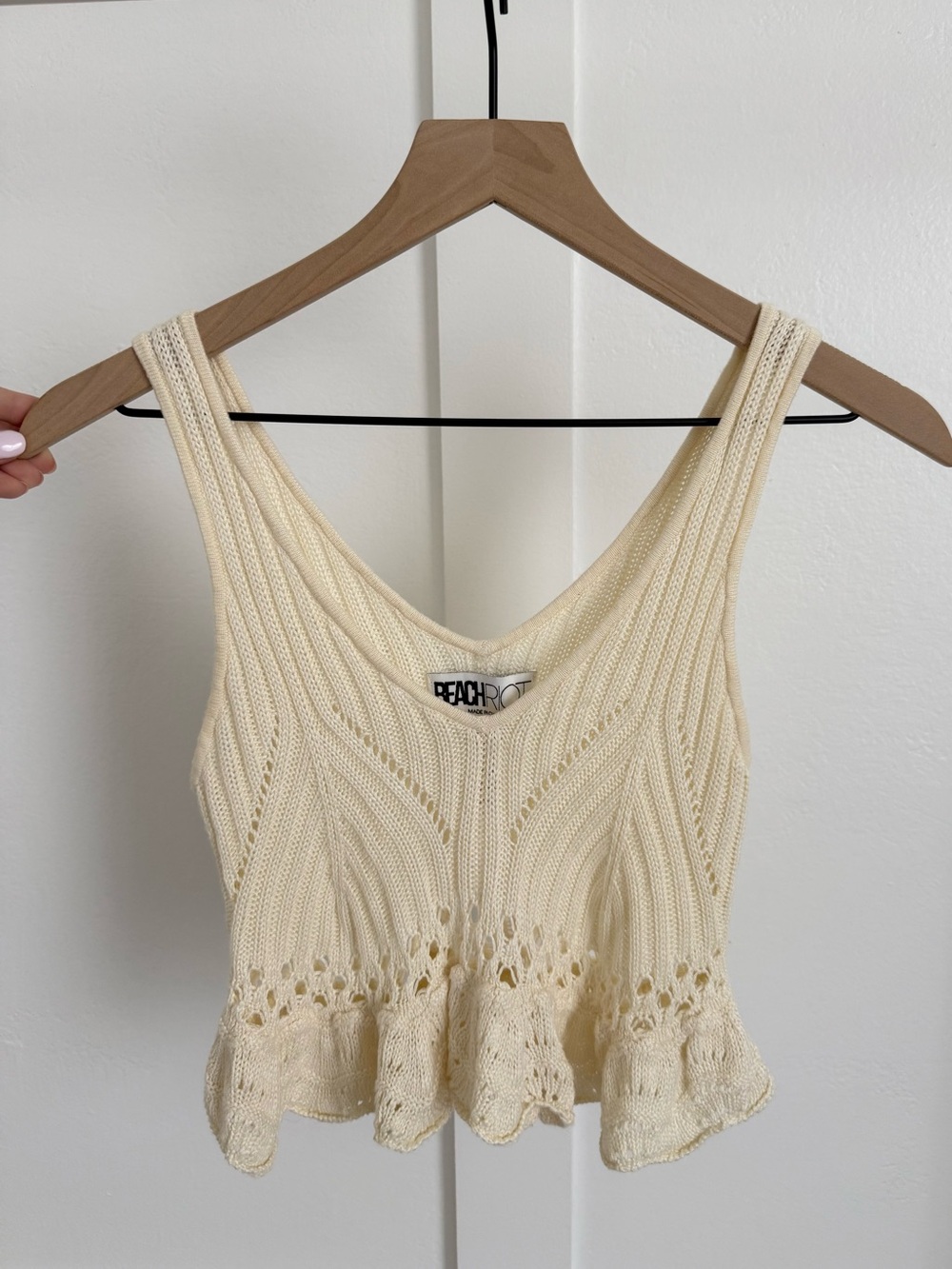 Beach Riot Cream Knit Peplum Tank Top